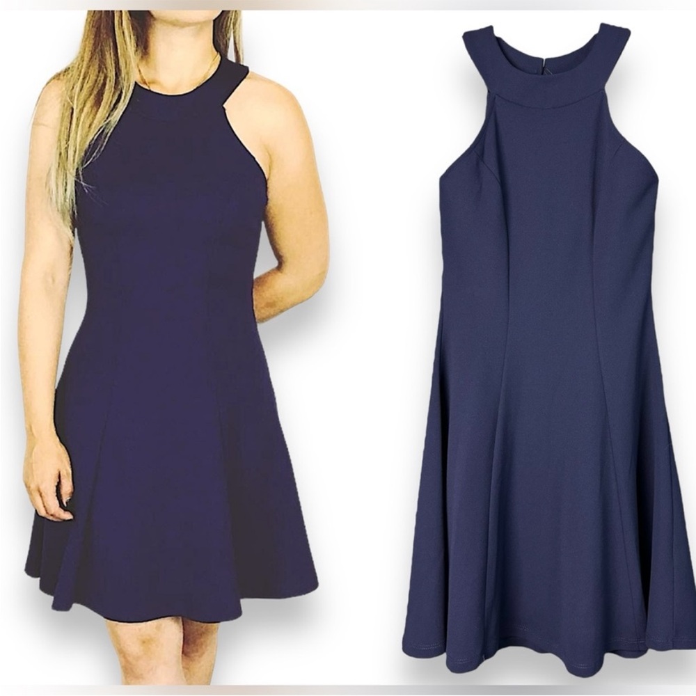 Elegant Navy Blue Sleeveless Dress